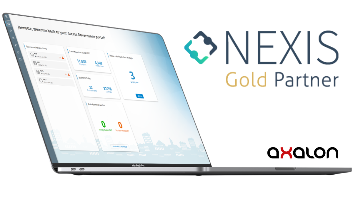 Laptop mit NEXIS Mockup, Gold Partner Axalon